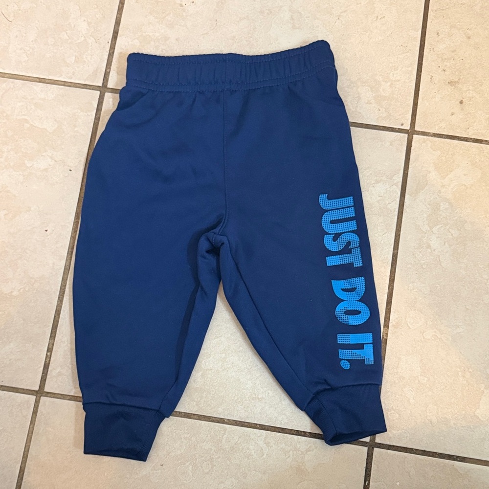 Nike Kids Navy Jogger Pants with Slogan